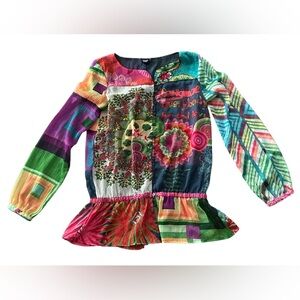 Boho Multi Print Colorful Long Sleeve Lightweight Long Sleeve Blouse | O/S